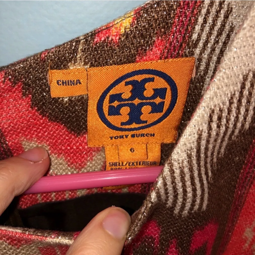 Tory Burch pink and Orange Patterned sheath Midi Dress Size 6 - Image 6