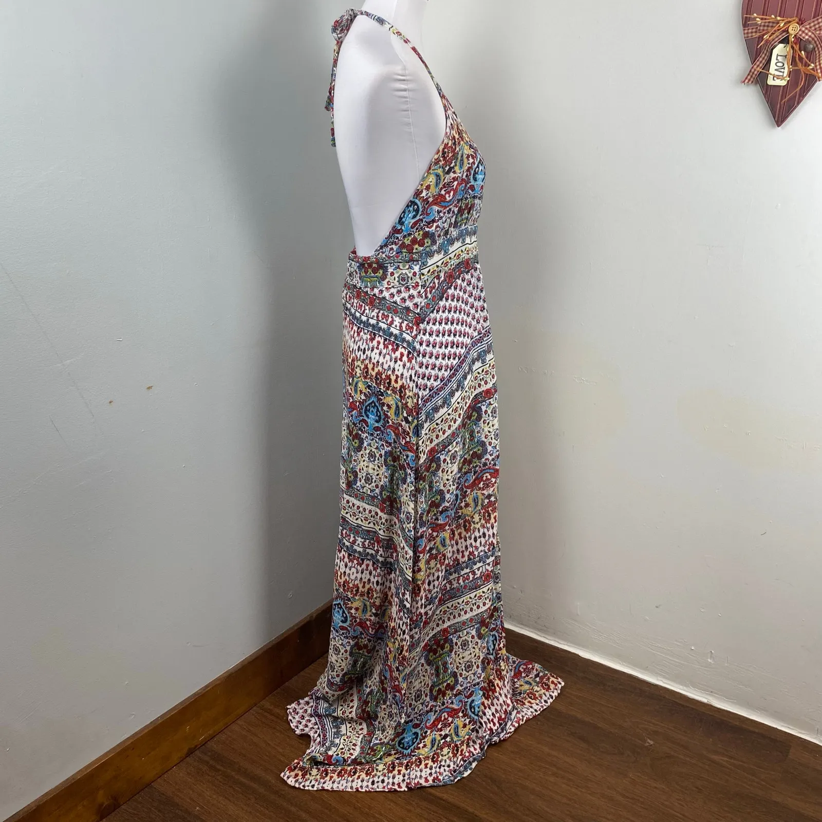 Anthropologie Raga Riviera Vibe Deep V Halter Maxi Dress Medium - Image 7