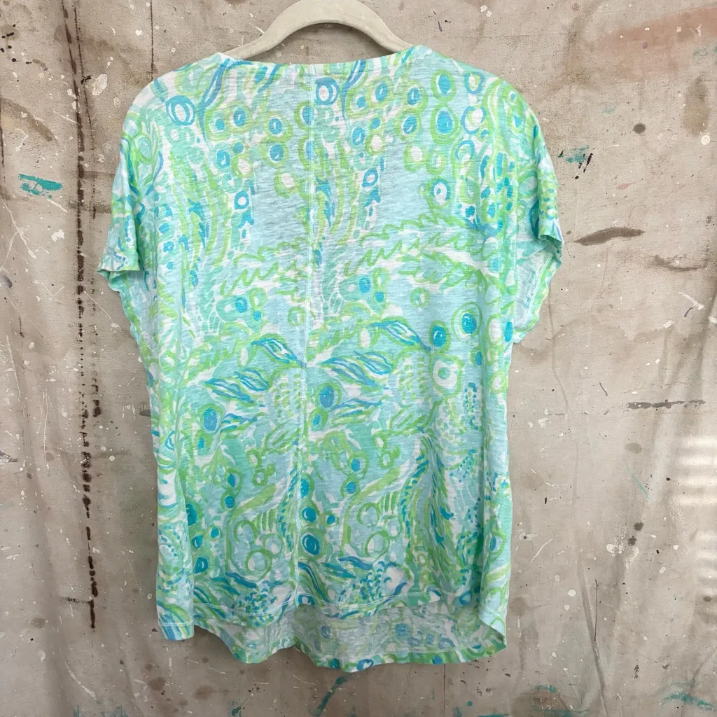 Lilly Pulitzer Duval V Notch Linen Top in Any Fins Possible - Image 4