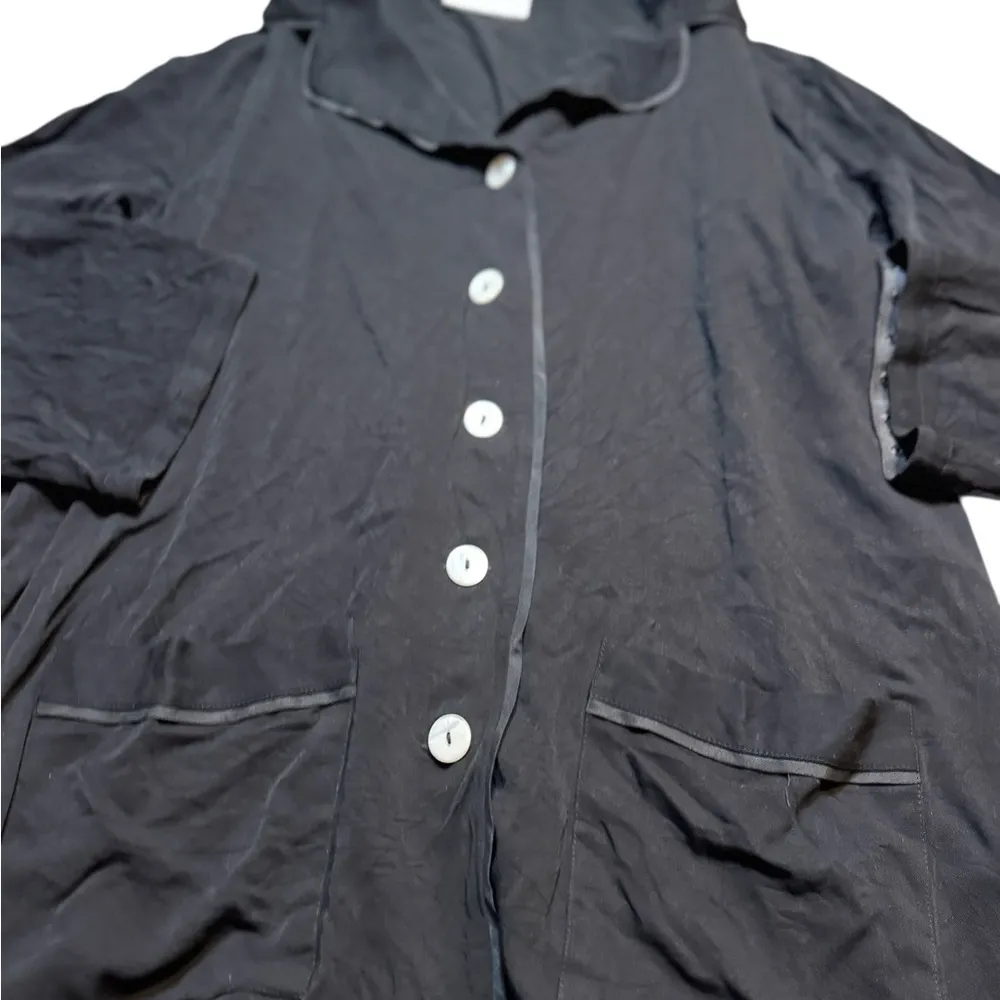 Sleeper Womans Lounge Pajama Top PJS Shirt Size XXL Black Button Front - Image 2