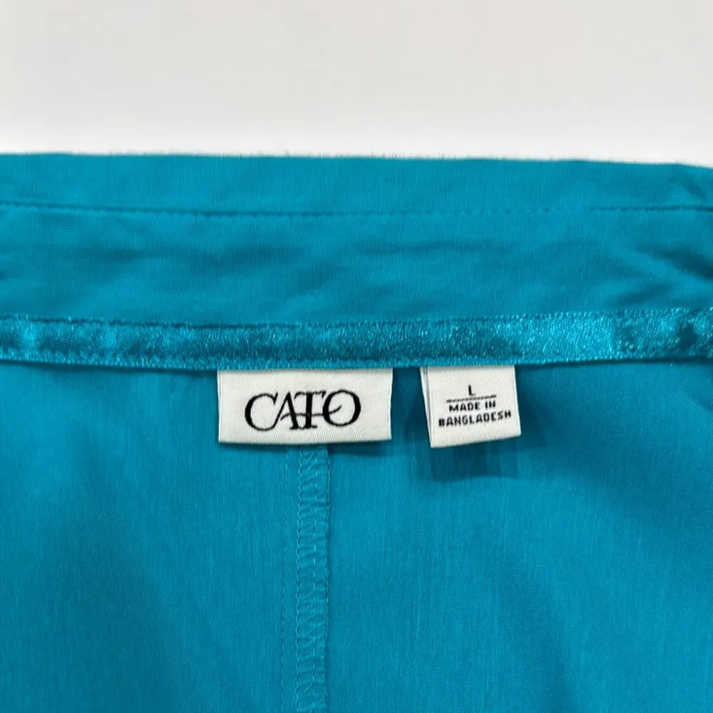 Cato  Blue Notched Collar Fitted Button Down Shirt - Image 5