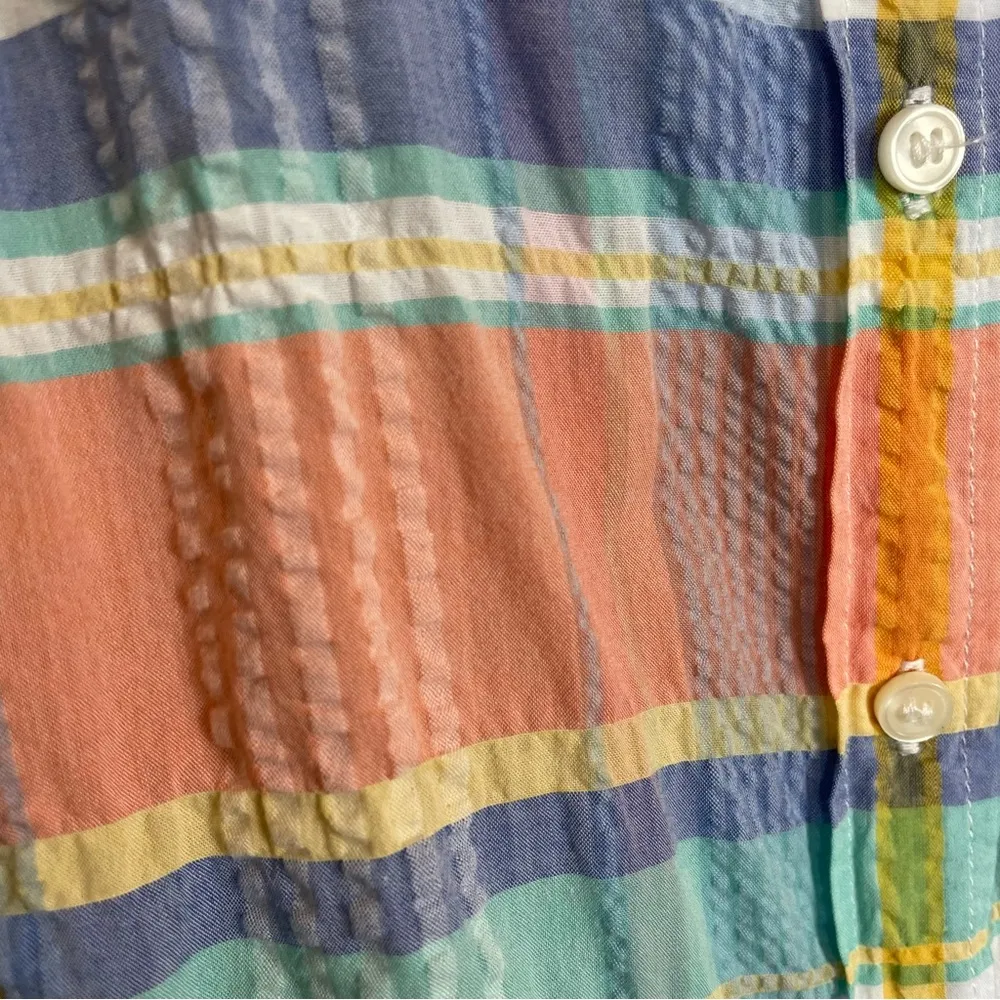 J. Crew Outlet Plaid The Perfect Shirt Women Pastel Spring Preppy Crinkly Fabric White Size M - Image 9