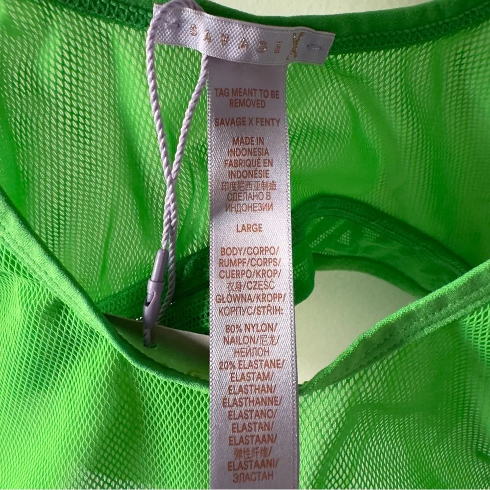 Savage X Fenty Green Women's Mesh Intimate Bra sports wireless lingerie sheer L - Image 7