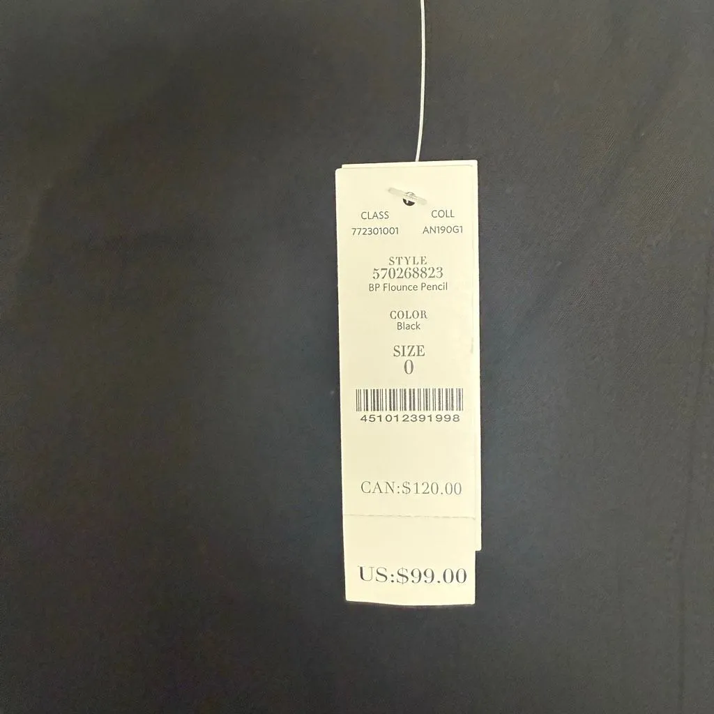 White House Black Market Women’s 0 Black Flounce Pencil Skirt New - Image 2