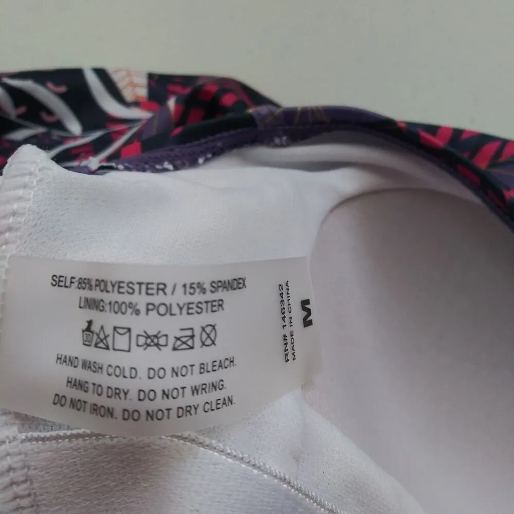 Nicole Miller Women's Swimsuit RacerBack Fully Lined Purple Floral Size M - Image 6