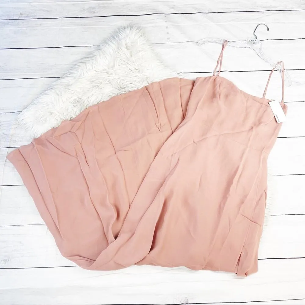 Reformation Women's Indrid Side Slit Fitted bodice Dress in Praline Pink Size 10 - Image 3