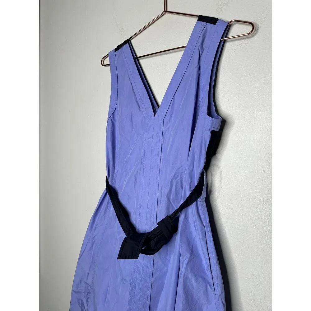 3.1 PHILLIP LIM Purple A-Line Sleeveless V-Neck Poplin Belted Midi Dress Size 4 - Image 7