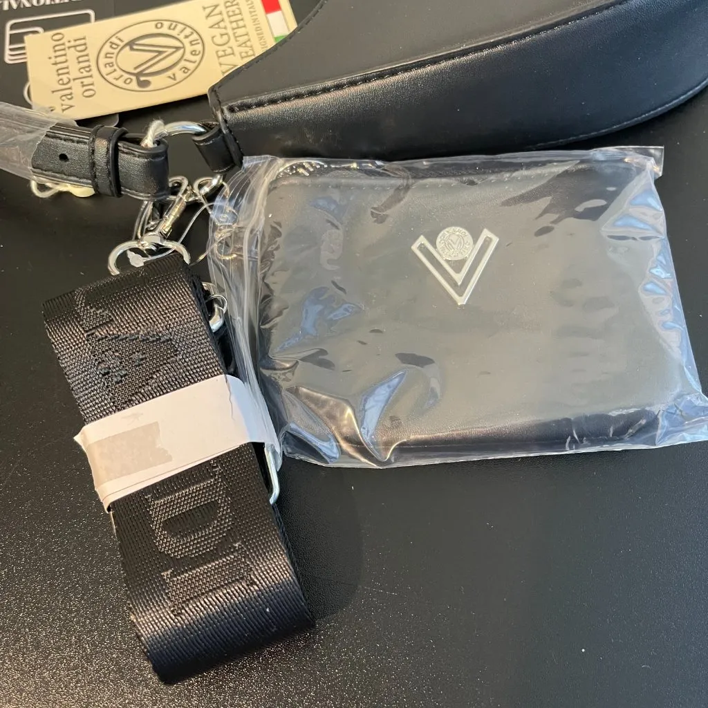 Valentino Orlandi Crescent Shoulder Bag w/ Pouch & Strap in Black - Image 3