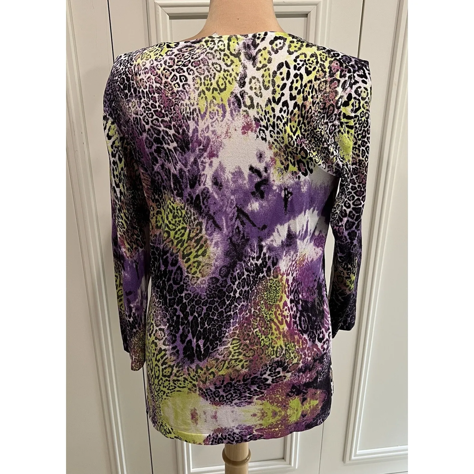 Vintage‎ Alberto Makali Animal Print Top Multi Color Y2K 90s Artsy - Image 4