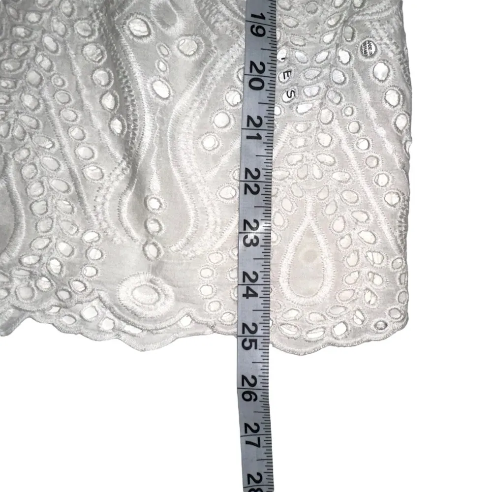 NWT Reiss Aubree Eyelet Short Sleeve Tie Neck White Top US 2 - Image 9