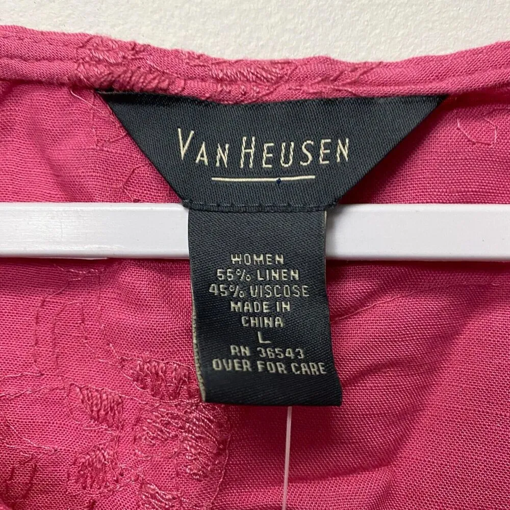 Van Heusen Women's Button Down Embroidered Top Magenta Size L NWT - Image 8