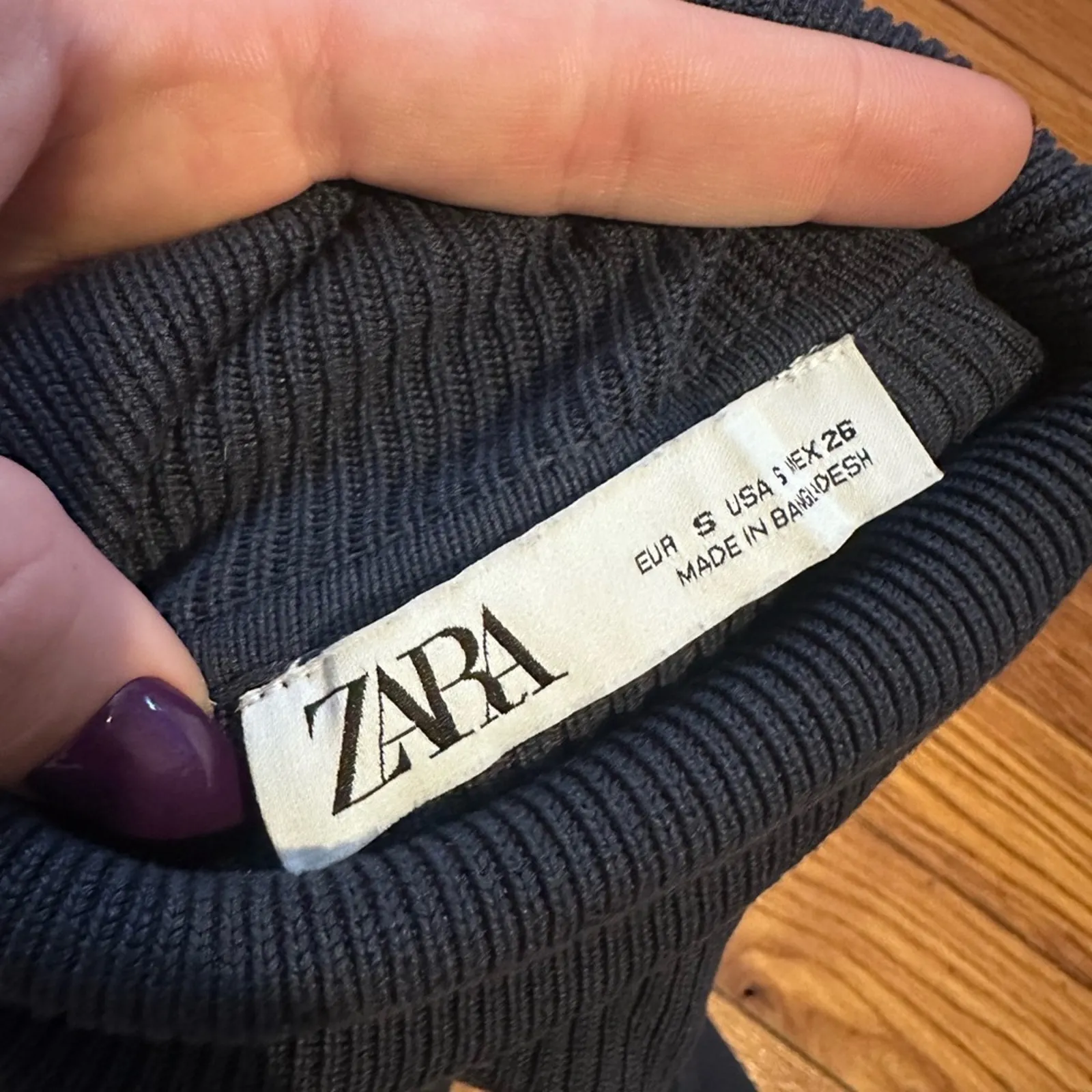 Zara Blue Ribbed Turtleneck Sheath Dress e - Image 8