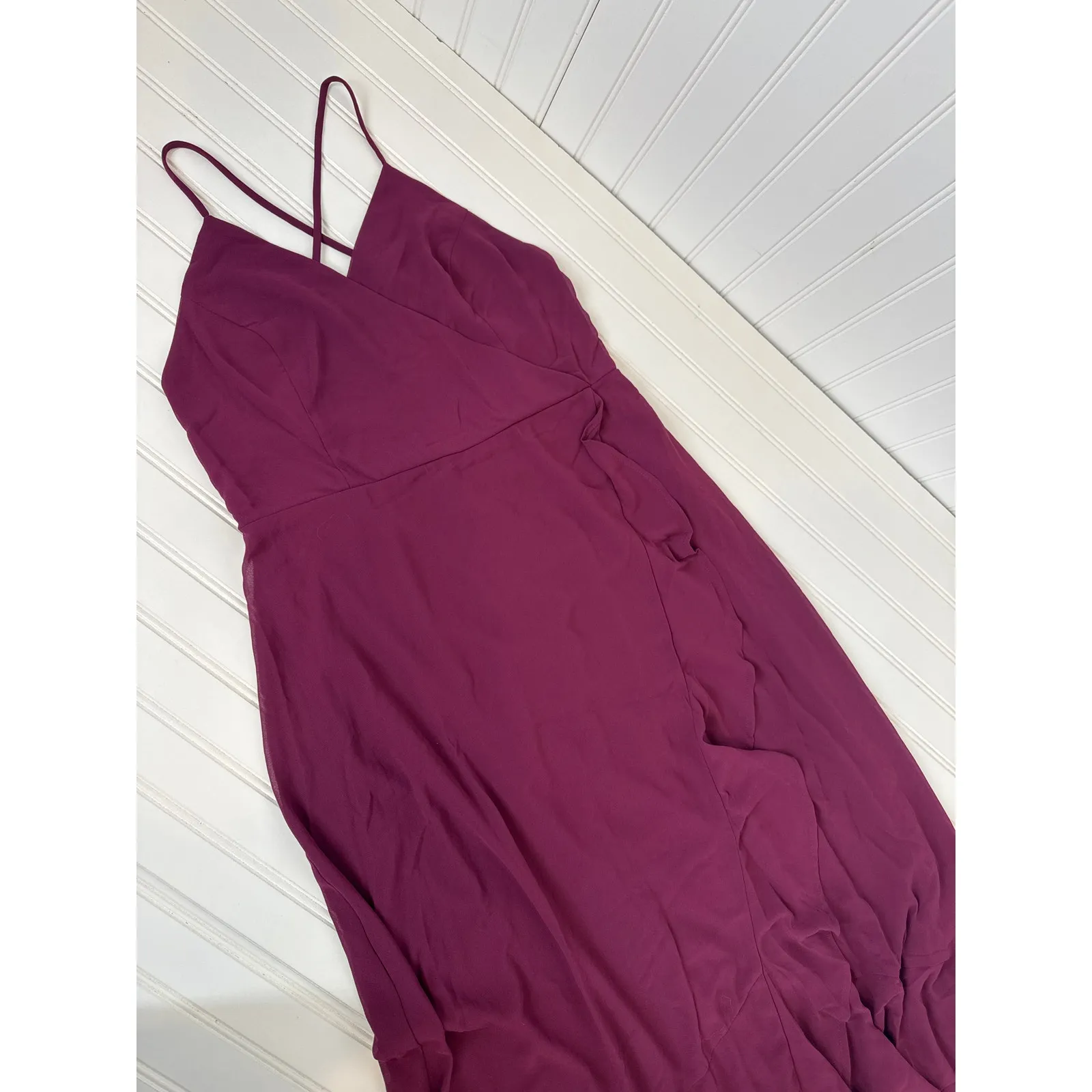 NWT  Lulus In Love Forever Plum Lace-Up High-Low Maxi Dress Wedding Prom Size XS - Image 5