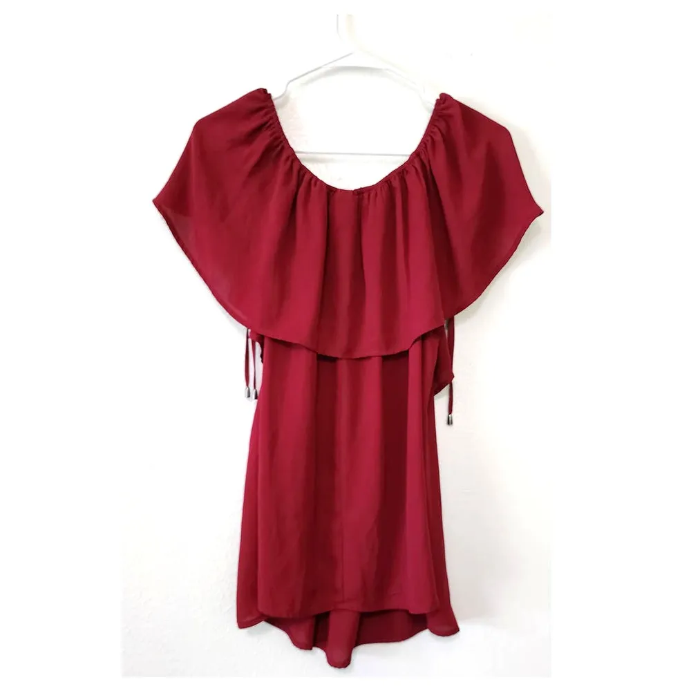 Torrid Georgette Lace Up Off the Shoulder Top Blouse Size 00 M/L - Image 4