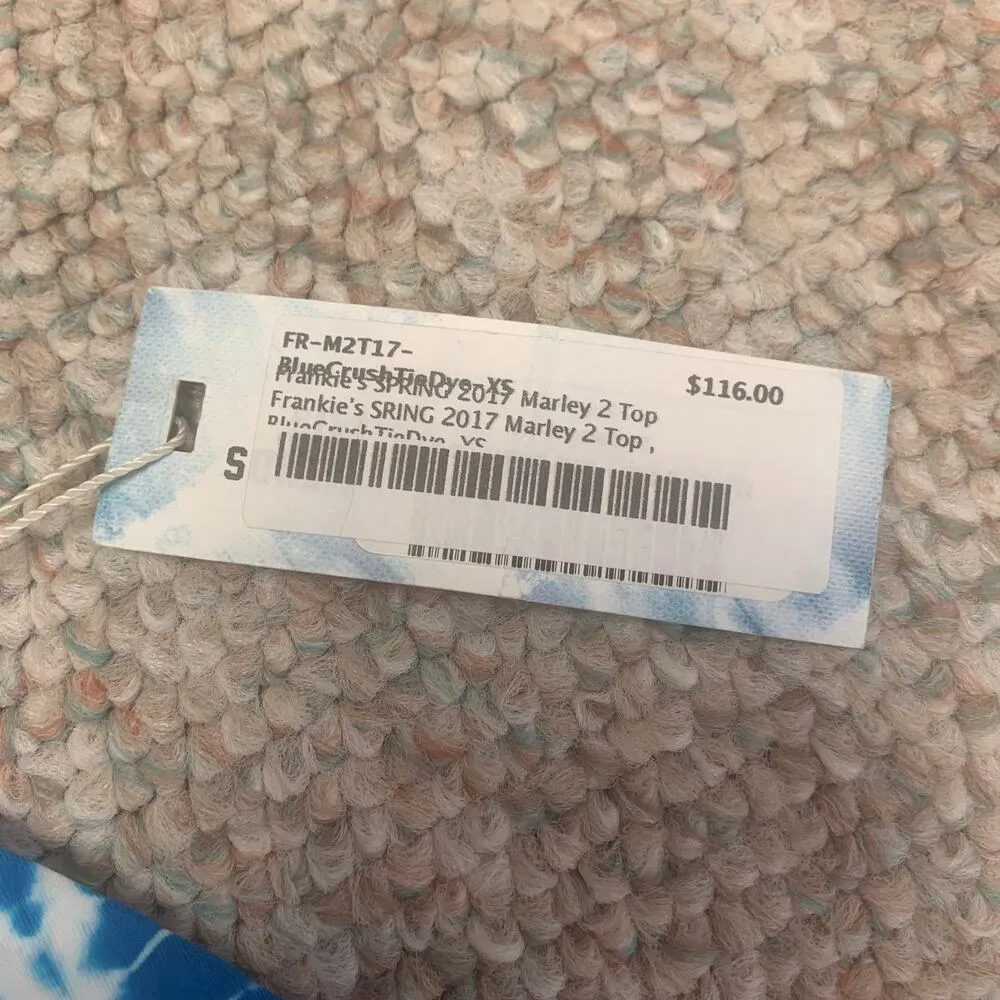 Frankie's Bikinis Marley blue & white tie-dye bathing suit top size XS NWT - Image 6