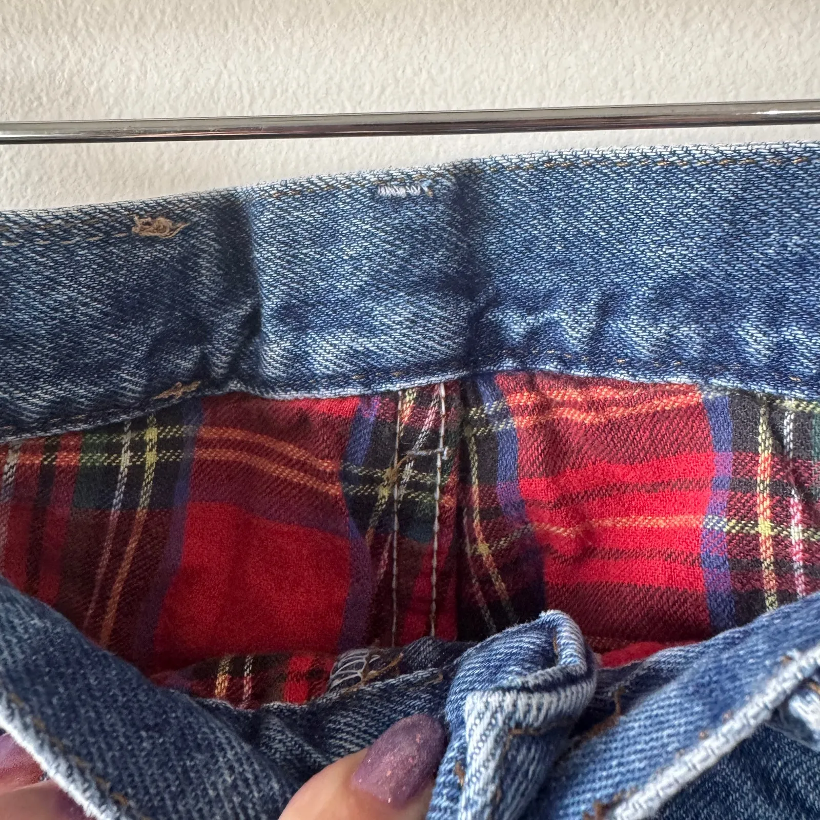 L.L. Bean Jean Women Blue Red Insulated Medium Wash Denim Winter Outdoor Pant Size 8 - Image 6