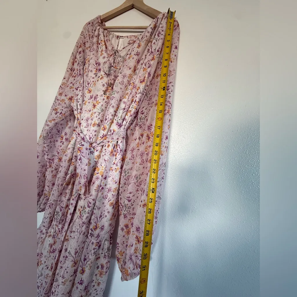 Ivy City Co Imogen maxi dress in blush floral long sleeve dress plus size 3X Pink - Image 8