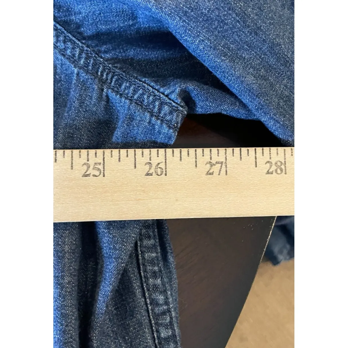 Womens XXL Blue Denim Button‎ Up Top Shacket Pockets Western Hippie Boho Preppy - Image 4