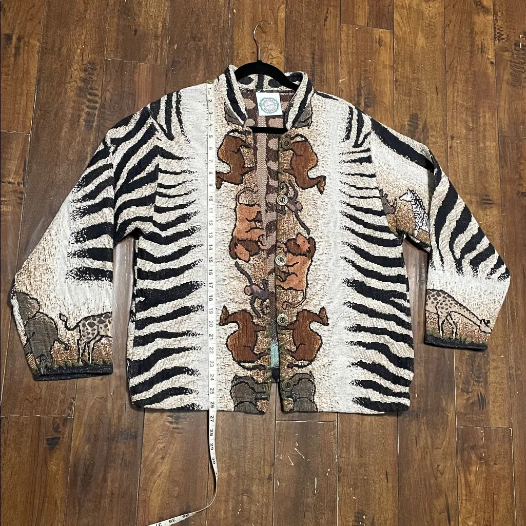 Sugar Street Weavers Safari Art to Wear Tapestry Jacket Vintage Size S - Image 11