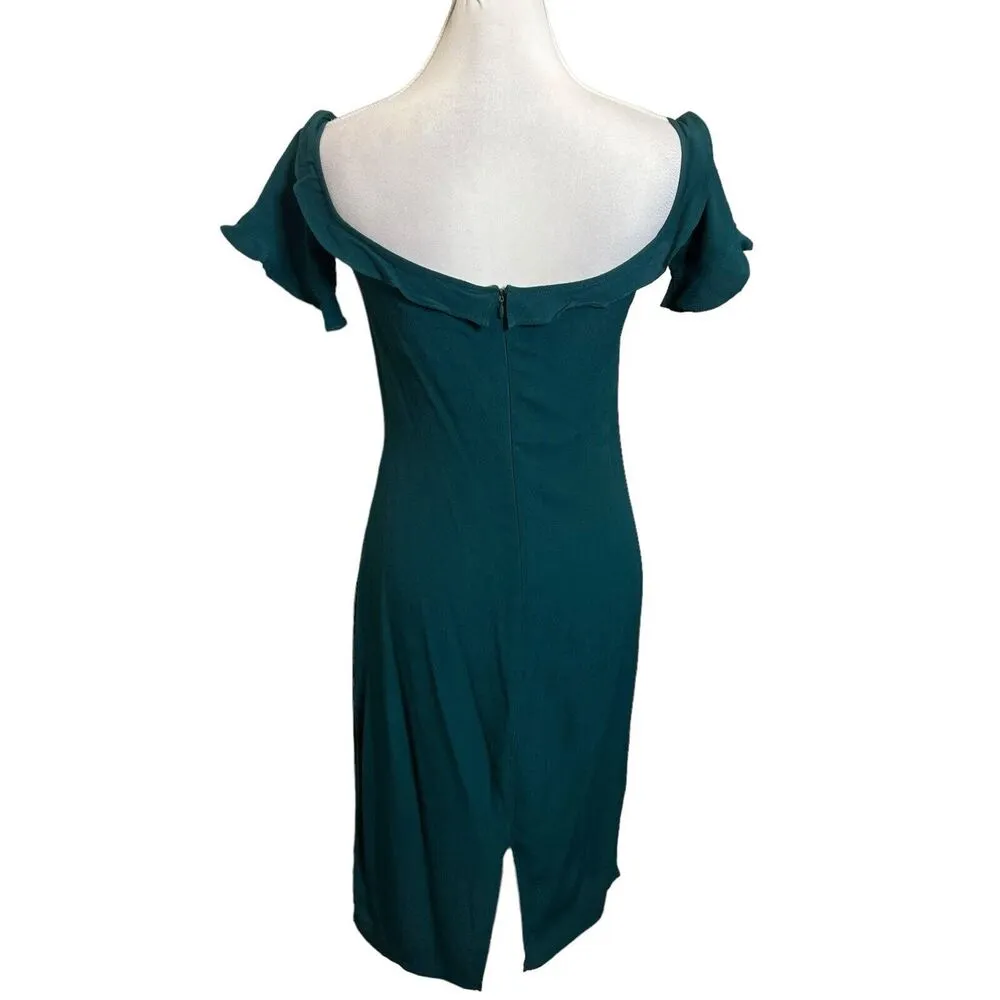 Reformation Antonia Off the Shoulder Flutter Midi Dress Green Women’s Size 4 - Image 4