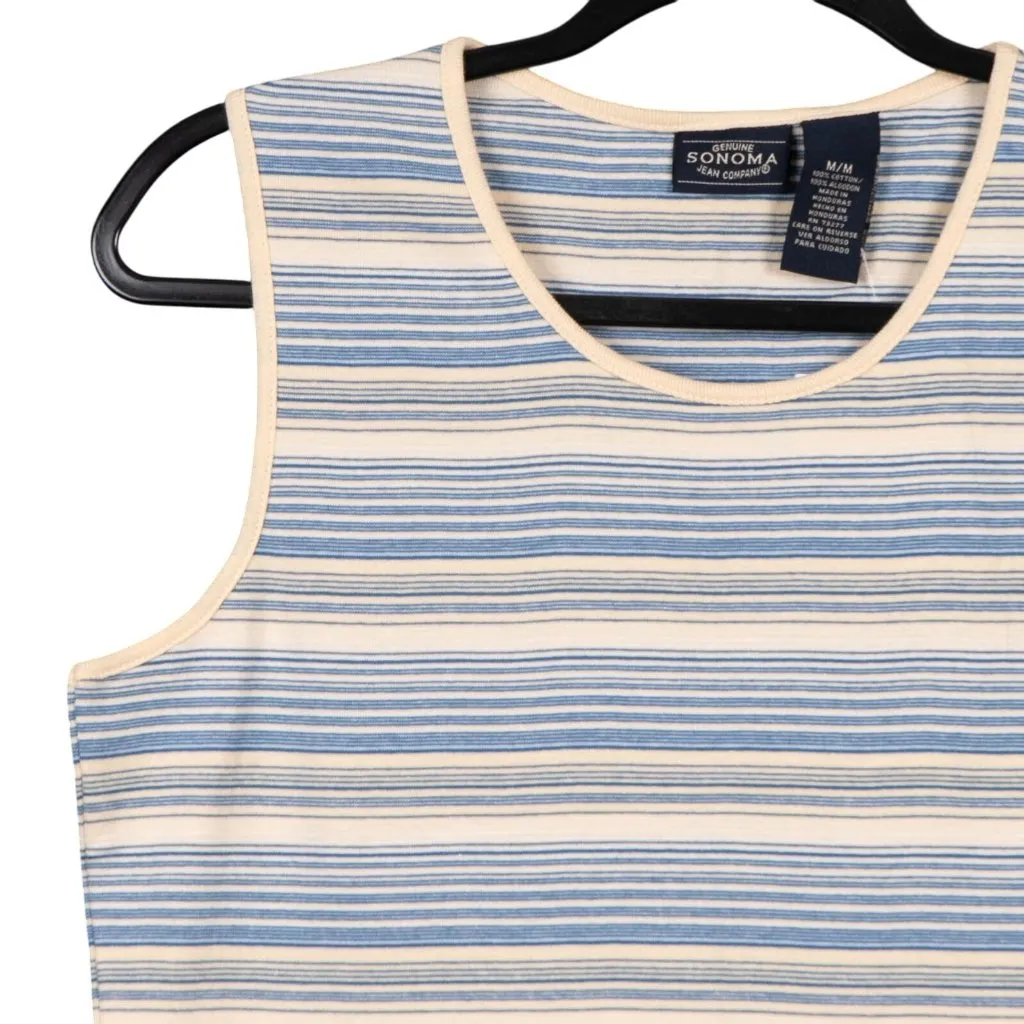 Sonoma Striped Tank M Womens Blue Yellow NEW Cotton Sleeveless Soft Summer Base - Image 2