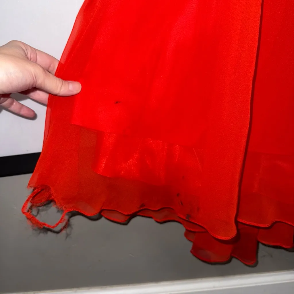 Riva Designs Beaded One Shoulder Formal‎ Red Dress Floor Length Evening Gown Size 0 - Image 8