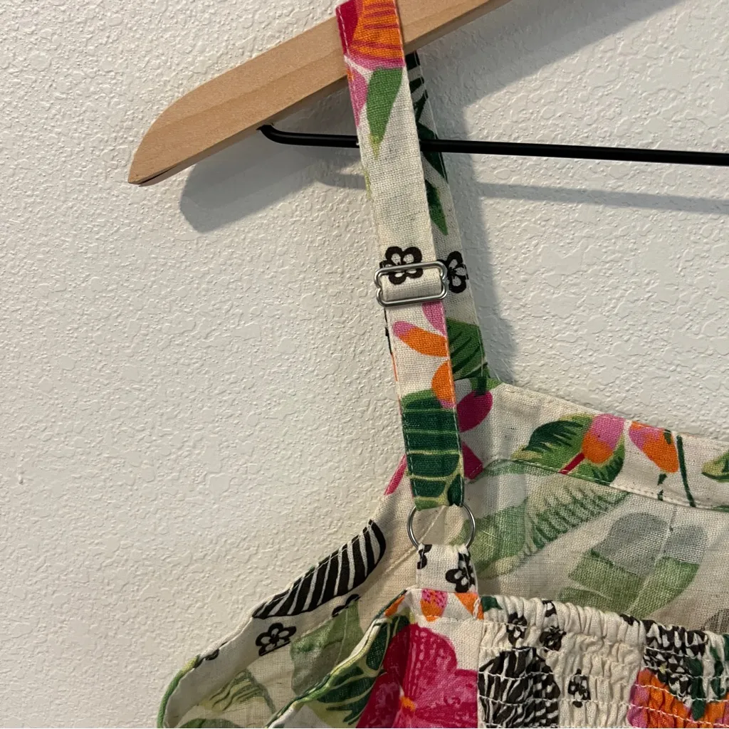 Bombay Paisley Tropical Floral Striped Cotton Flax Sleeveless Sundress Size M‎ Pink Size M - Image 5