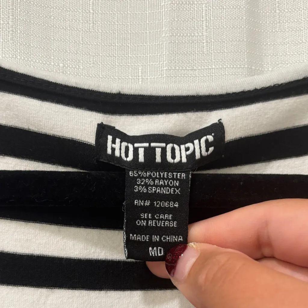Hot Topic Striped Tank with Intricate Skull Design - Image 2