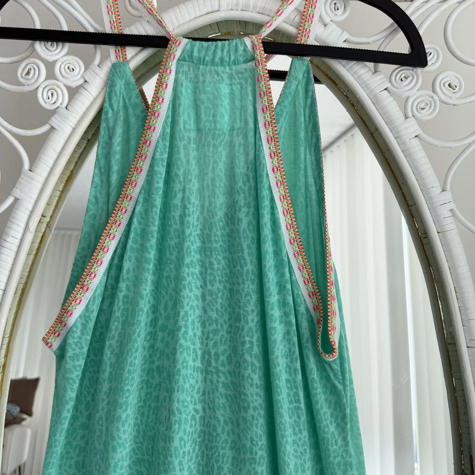 Pitusa Inca Maxi Dress Petite Mint Cheetah Animal Print Resort Coverup Beach Sun Green - Image 7