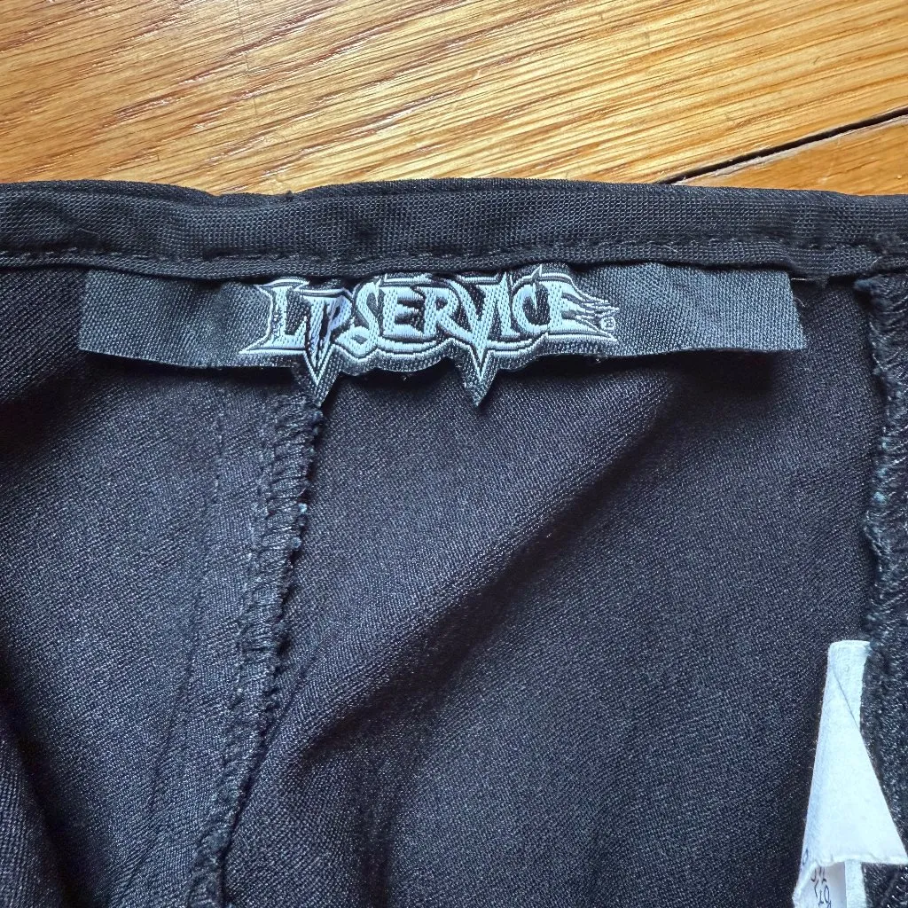 Vintage Lip Service Gangsta Pranksta Goth Punk Emo Black Fishtail Buckle Skirt S - Image 8