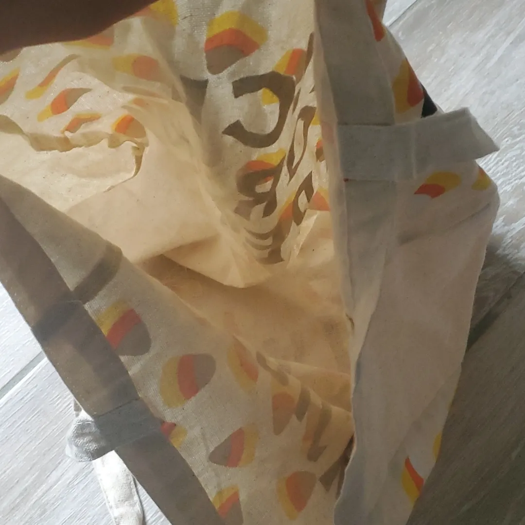 Spirit of Halloween Trick or Treat Candy Corn Canvas Tote Bag Orange - Image 9