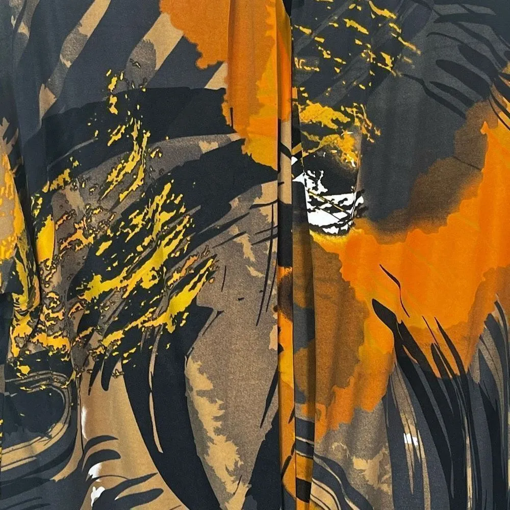 Cache Abstract Dress Sz 4 Pleated Top Bodycon Bottom - Image 14