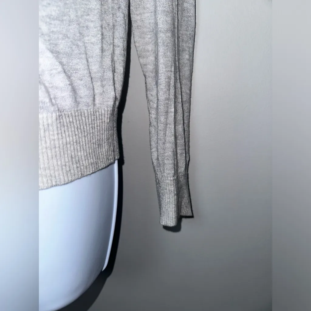 Adam Lippes V Neck Heather Grey Bamboo Cashmere Blend Pullover Sweater EUC Sz S‎ - Image 3