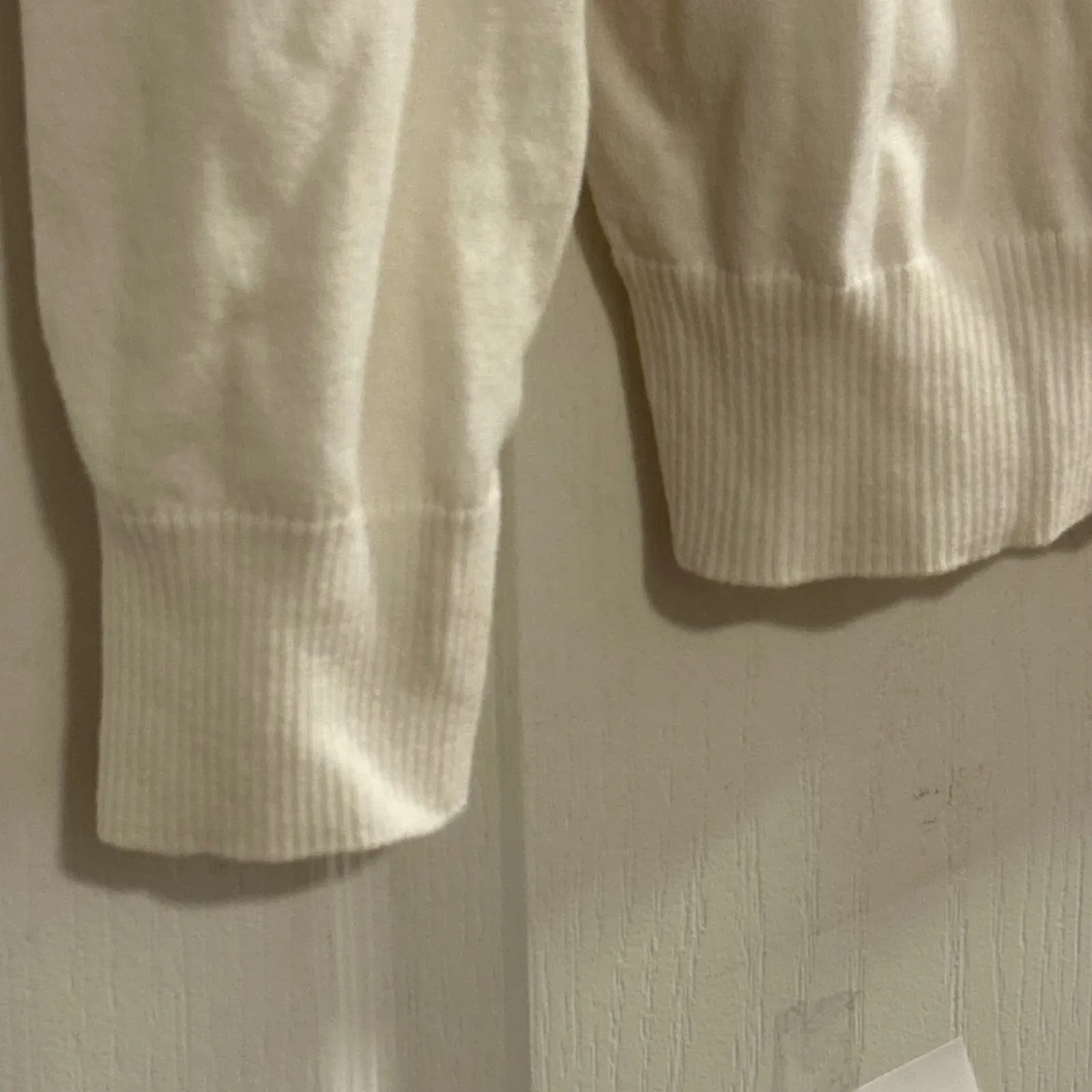 LLBean Womens Cardigan Sweater Cream V Neck Button Up Long Sleeve Size Medium White - Image 9