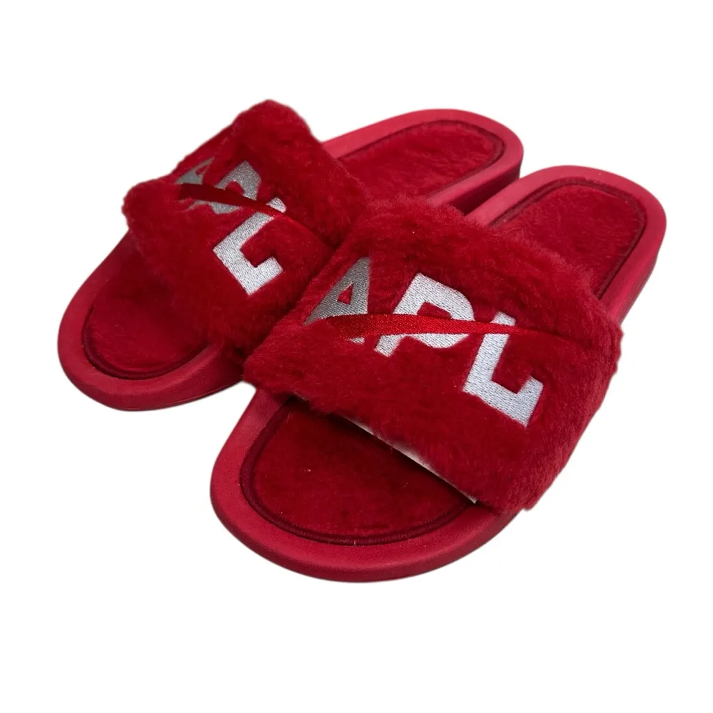 APL Women’s Shearling Slide Red Silver Size 8 - Image 2