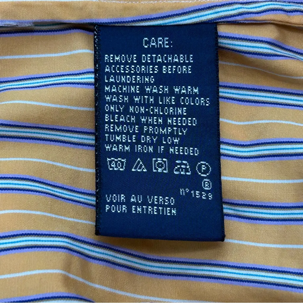 Ralph Lauren Button Down Shirt Orange Striped 100% Cotton - Size 4 - Image 8