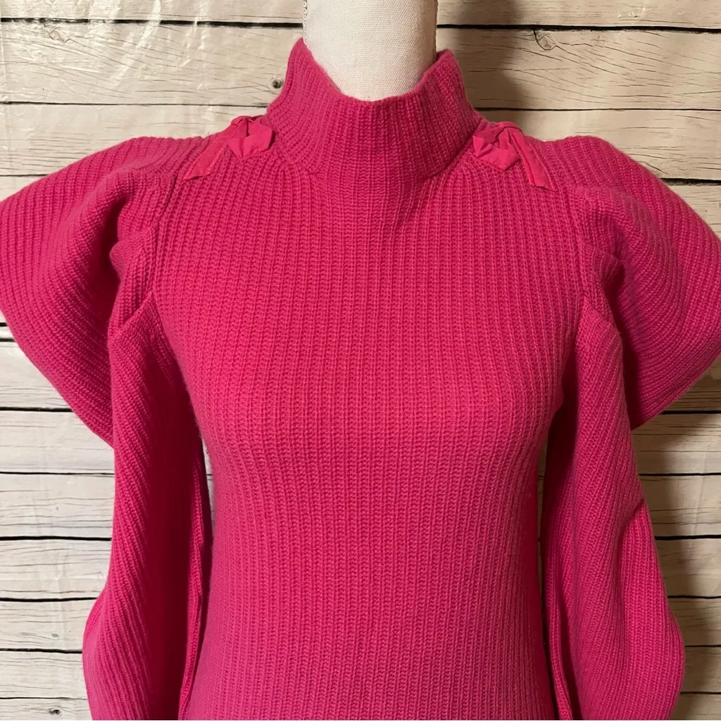 LoveShackFancy 100% Cashmere Potter Pullover Puff
Sleeve Bow Detail Pink Sweater - Image 14