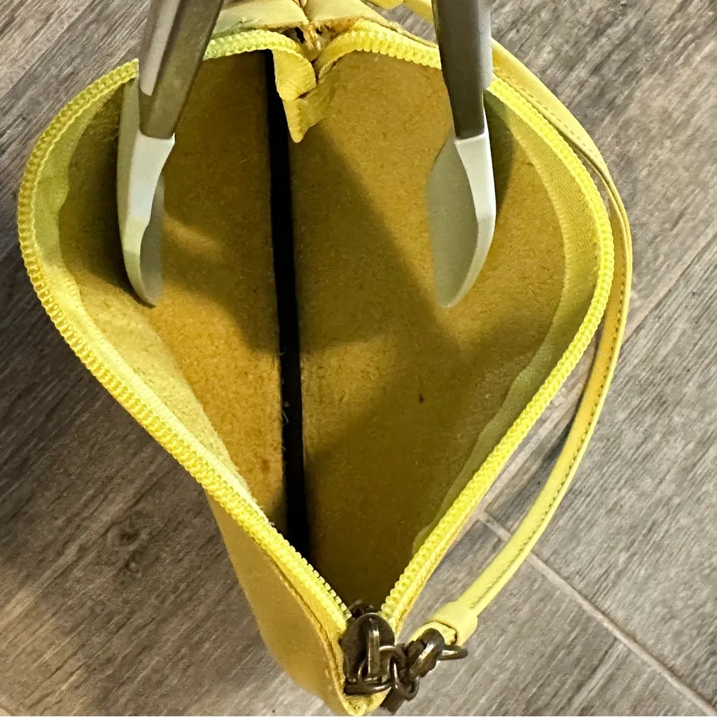 BORN Classic Leather Yellow Small Clutch Wristlet With Strap - Image 5