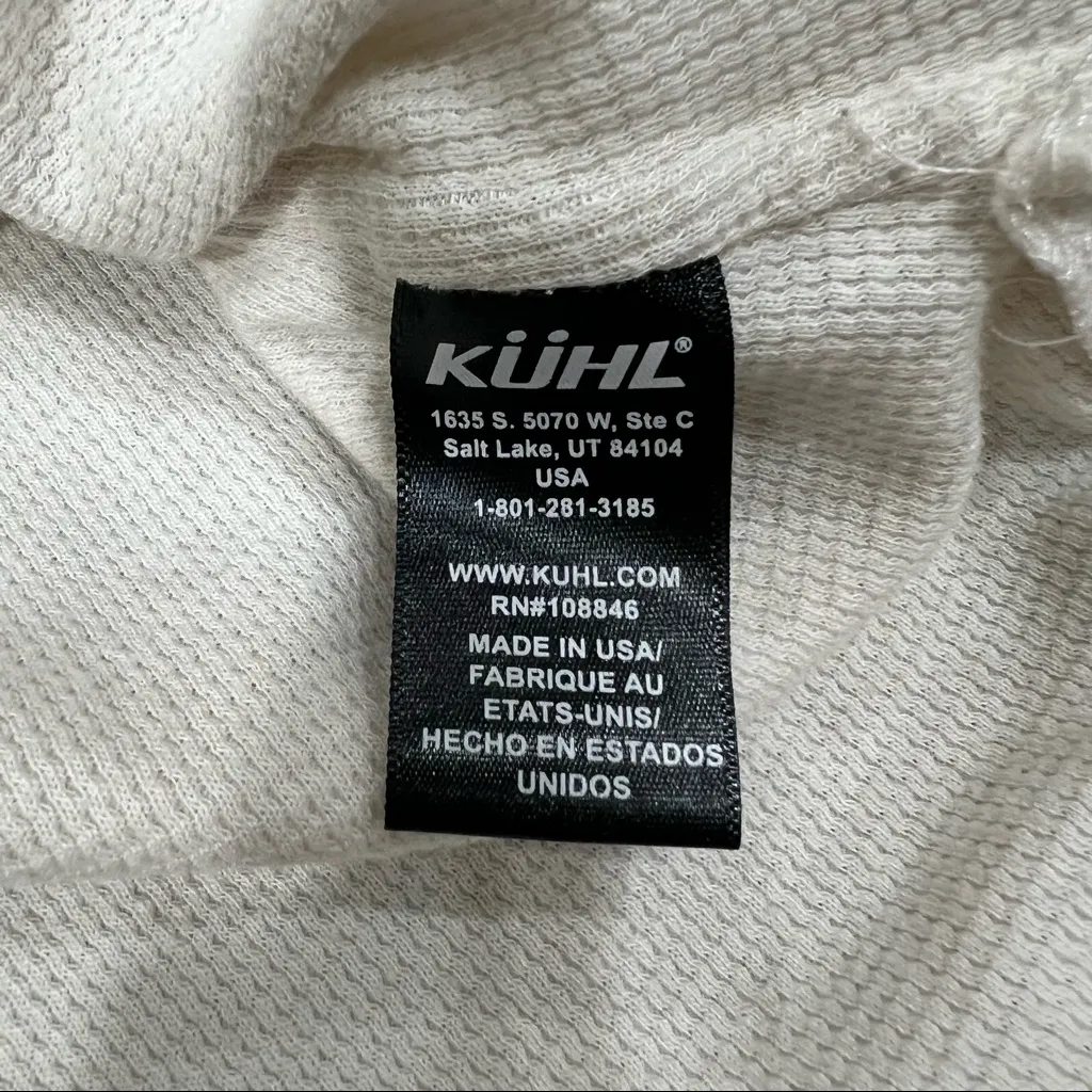 Kuhl Tan Thermal Henley Waffle Knit Scoopneck Long Sleeve Top Women's Sz L Base - Image 5