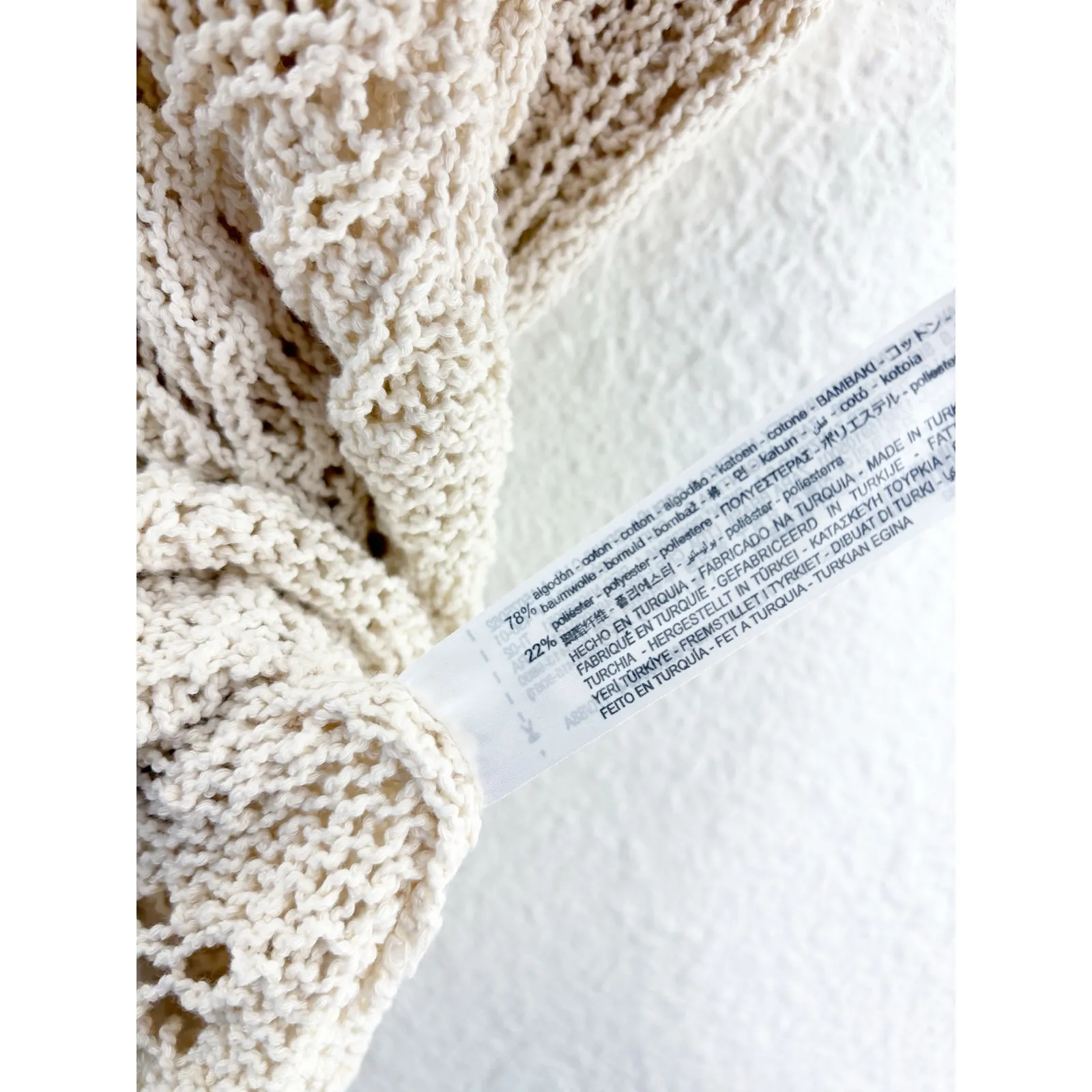 Zara Cream Open Knit Crochet Mini Dress Size Medium Bohemian Beach - Image 6