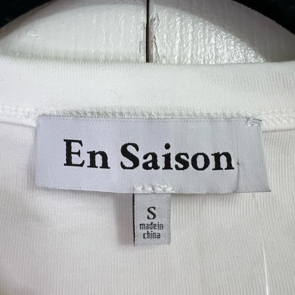 En Saison White Tank Top Martini pink bow size small - Image 2