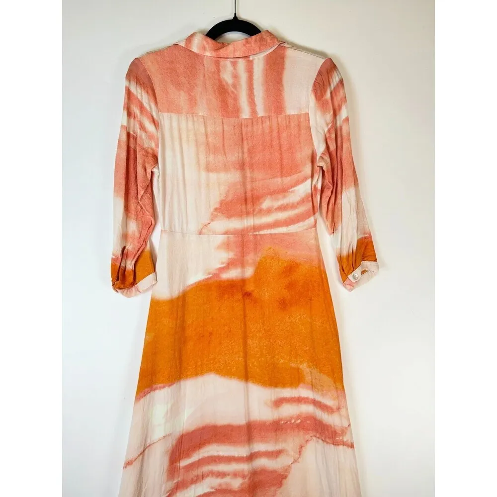 Anthropologie Dolan Womens Dress Orange Left Coast Cora Maxi Shirtdress Size 2 - Image 8