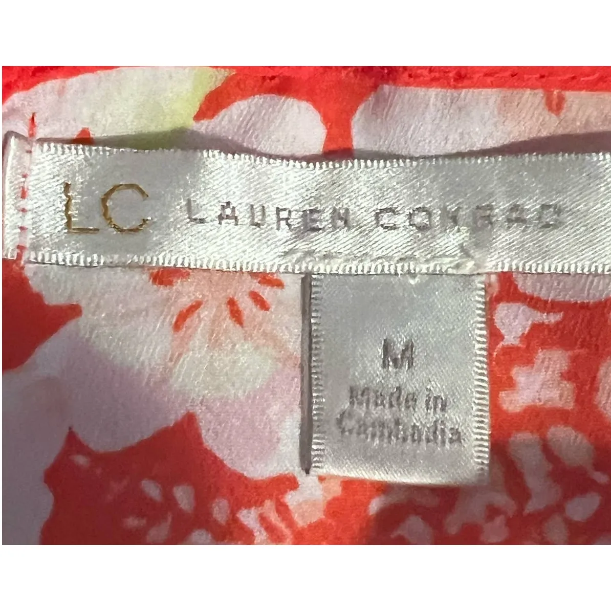 LC Lauren Conrad Orange‎ Floral Braided Back Tank Size M 26" Long x 17" PTP - Image 3