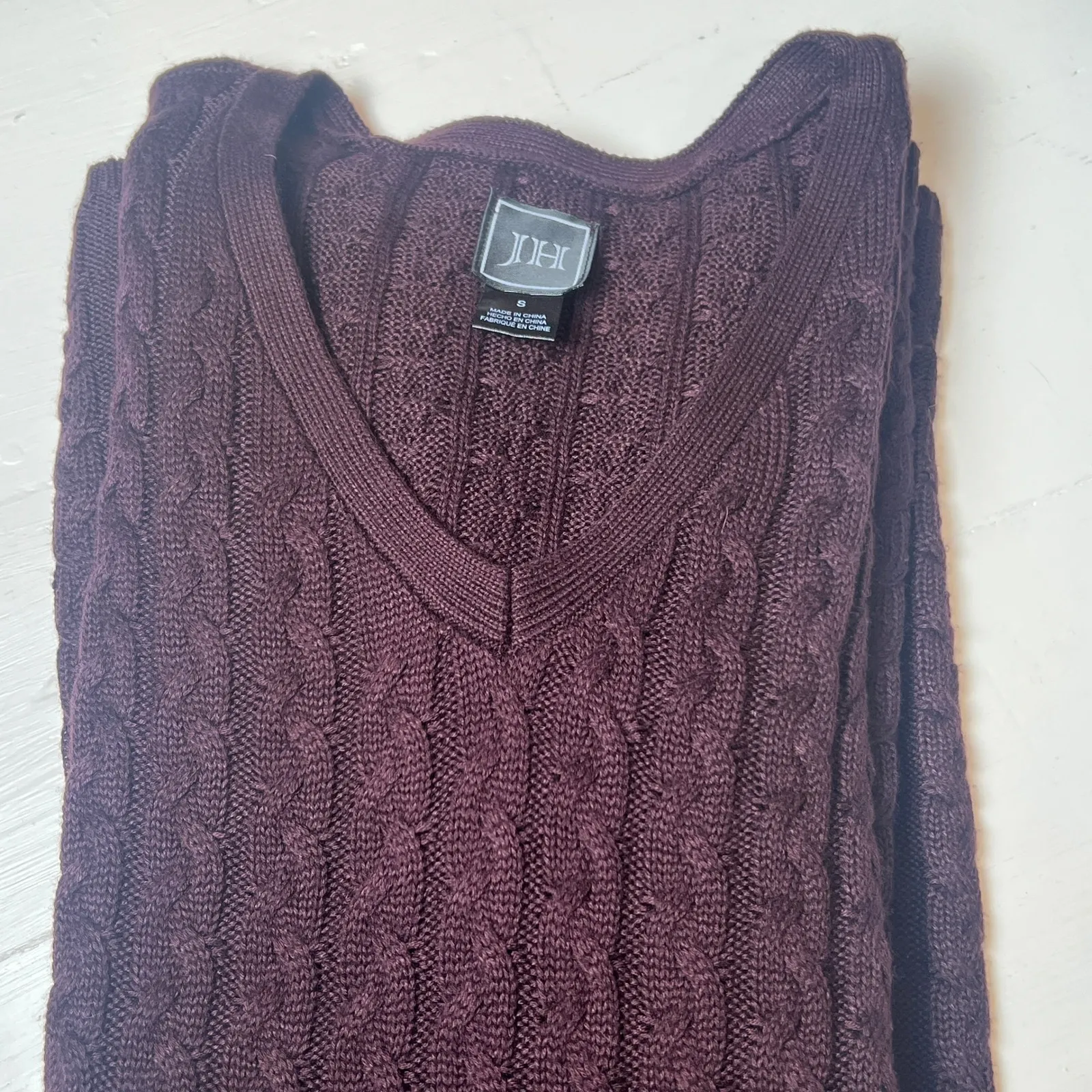 Jessica Howard Women's Size S Burgundy Cable Knit Sweater Dress Long Sleeve - Image 5