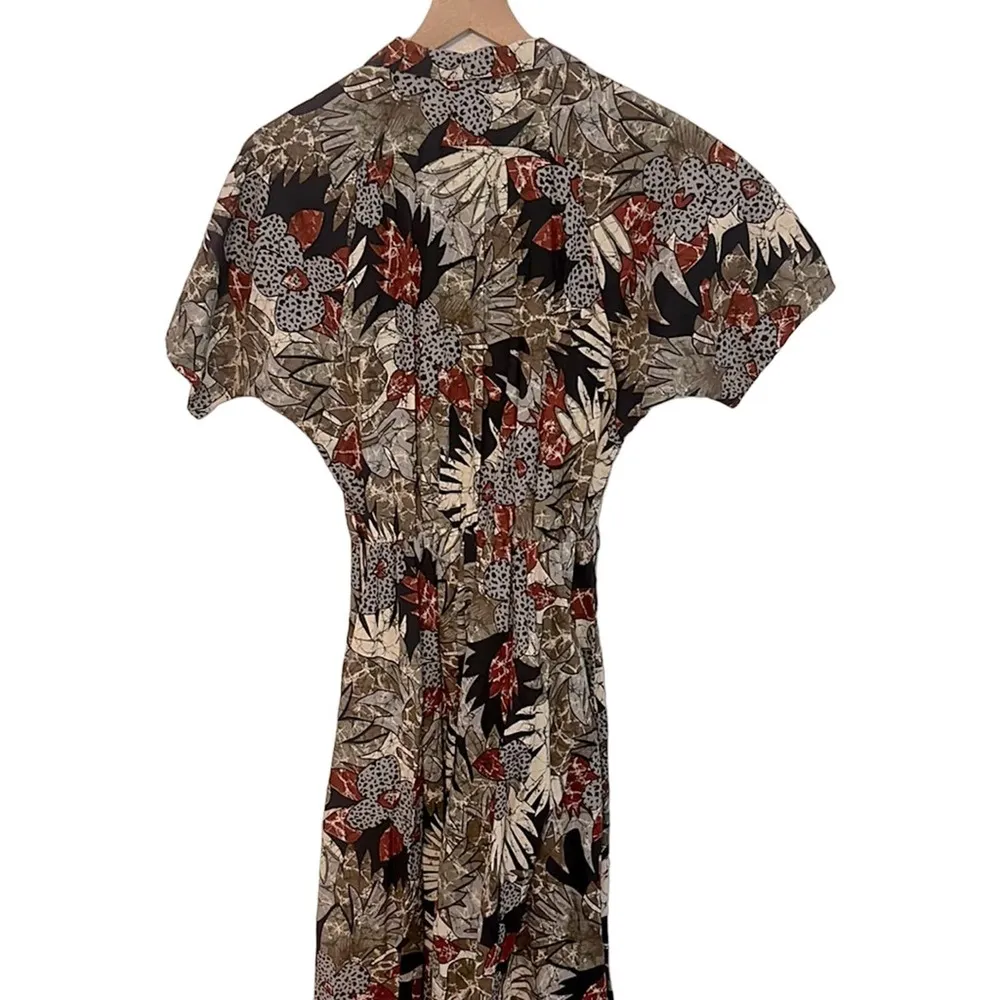Vintage Midi Dress Size Small Safari Pattern Maximalist African Motiff Tribal - Image 2