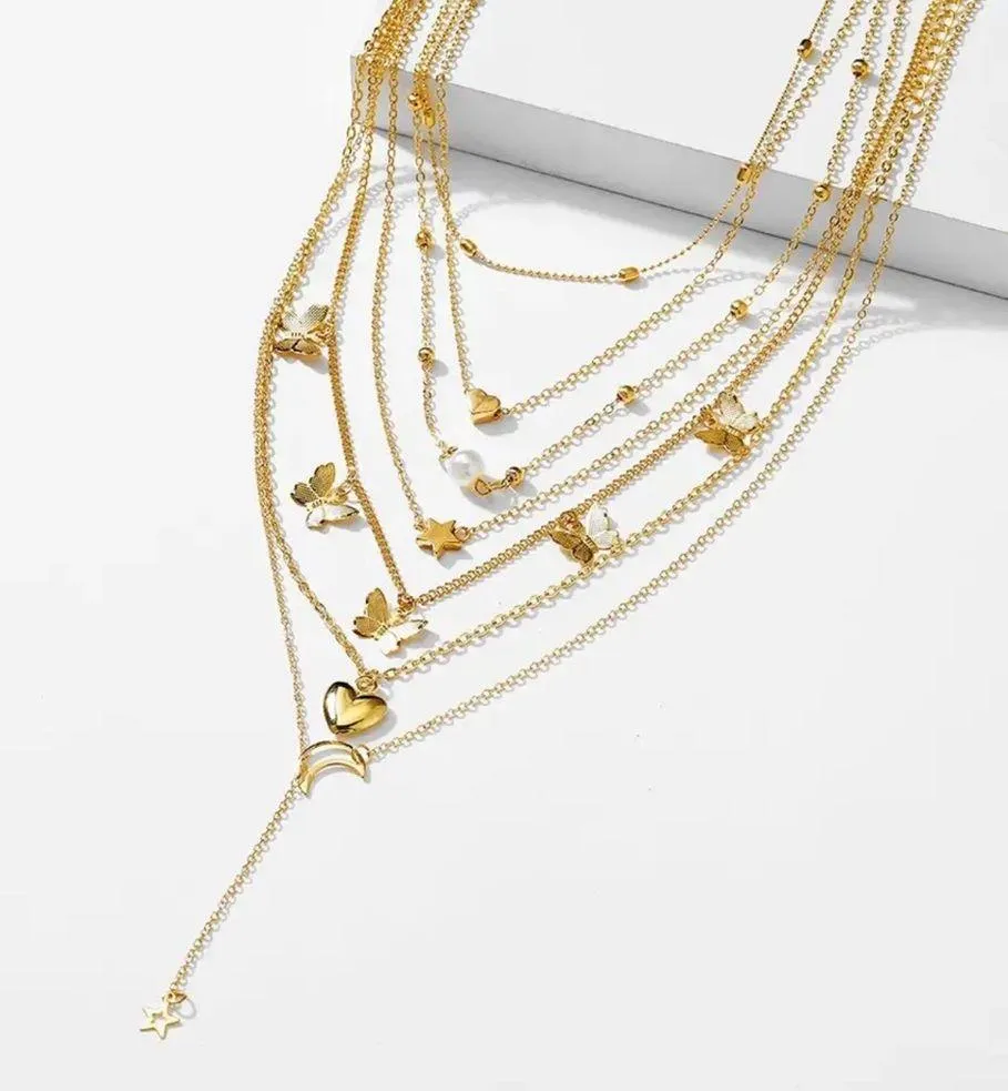 6pcs Lovely Star Moon Pendant Necklace Set for Women - Image 5