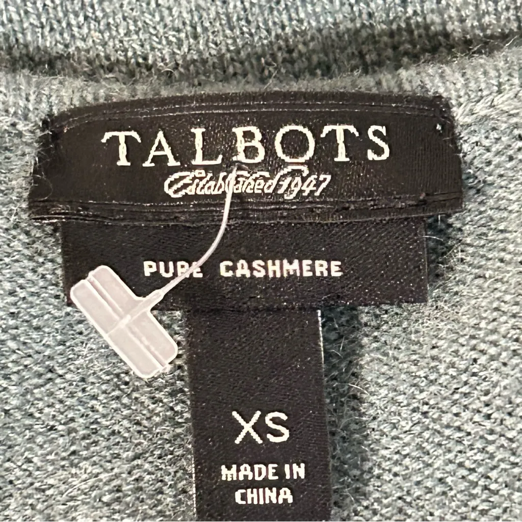 Talbots Cardigan Sweater Women Size XS Forest Green Ruffle Cashmere Lagenlook - Image 2