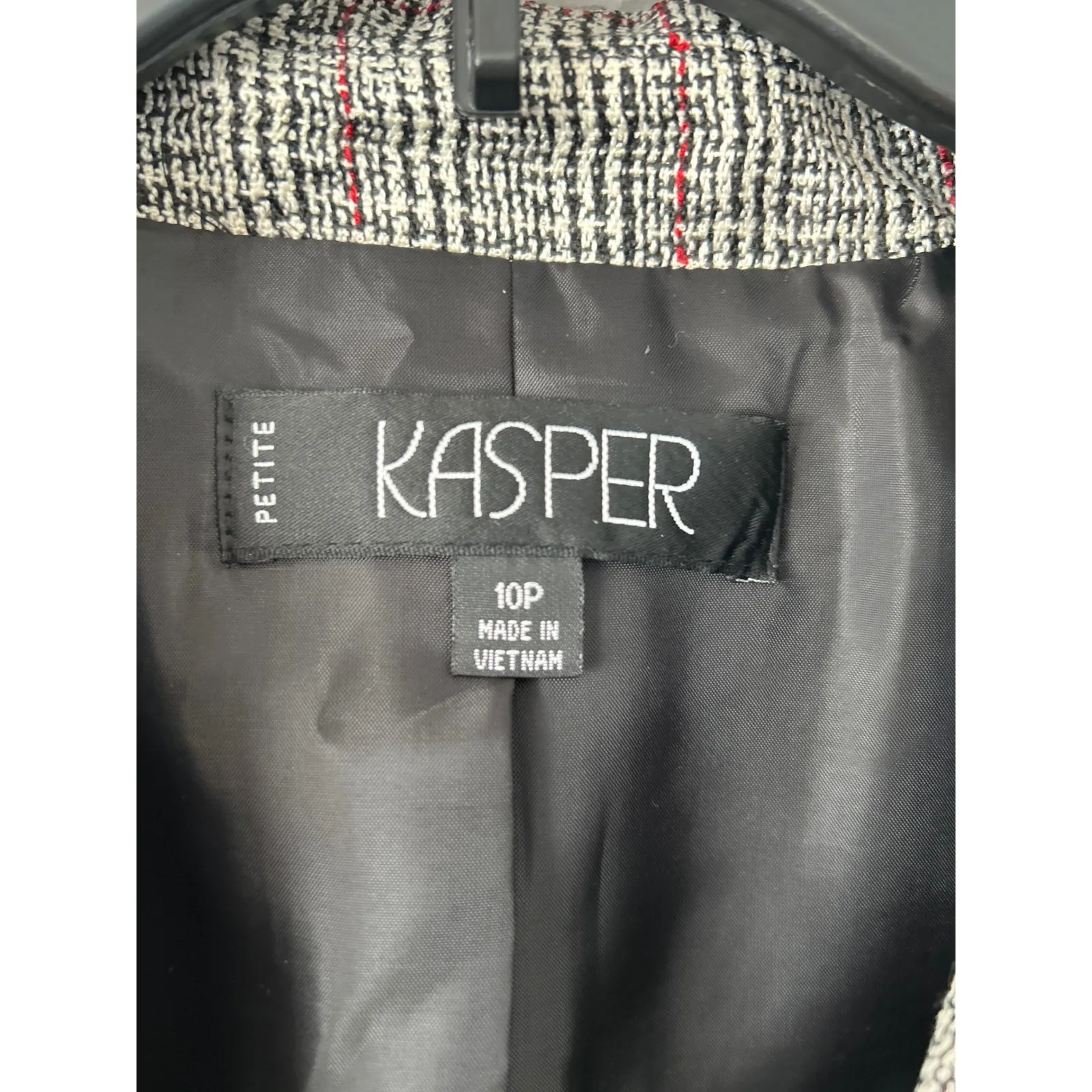 Kasper Petite Blazer Size 10P Plaid Check Career Business‎ Jacket - Image 2