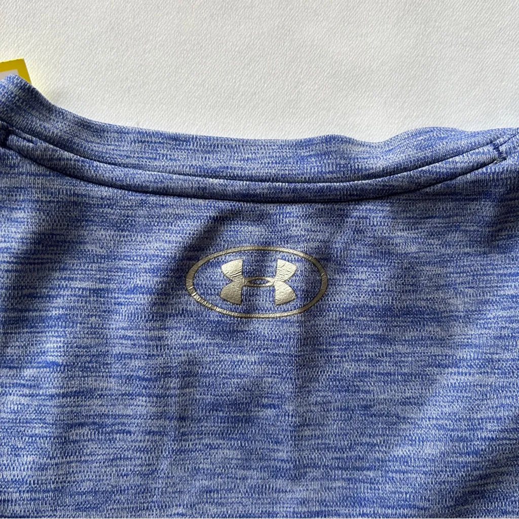NWT Medium Under Armour Blue Tshirt Athletic Logo Gym Casual Sport V Neck - Image 6