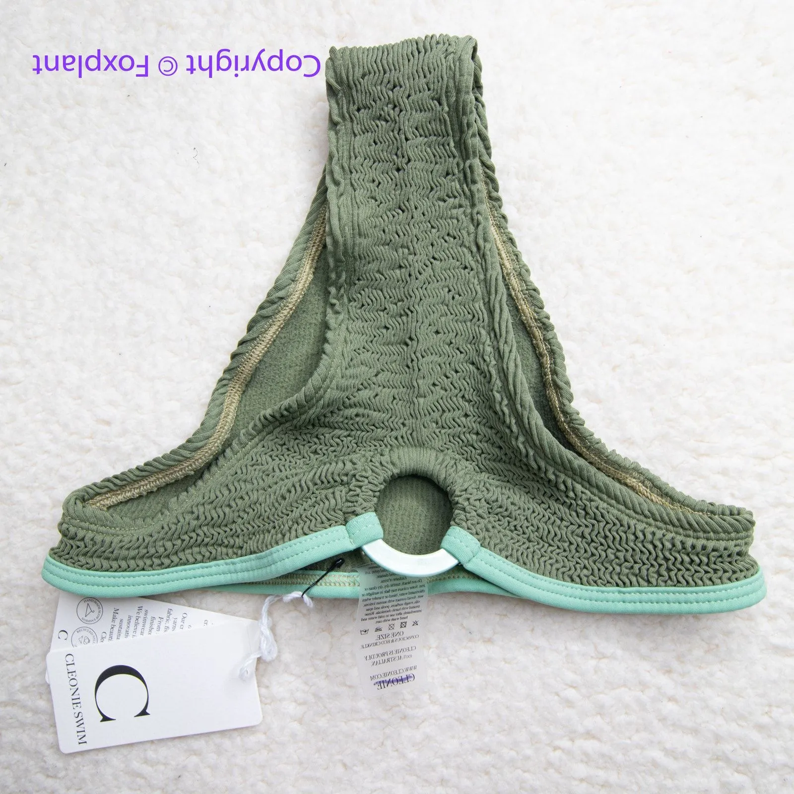 New! Cleonie Orpheus crinkle color block green bikini bottoms, one size Size M - Image 3